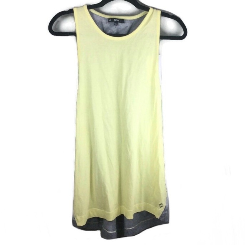 NWT Satva Discovery Gathered Racerback Two-Tone Yellow Tank Top Size Large